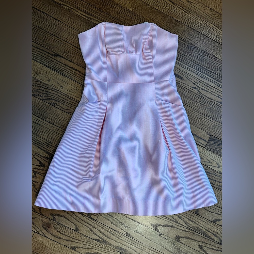 Lilly Pulitzer Seersucker Strapless Pink Dress
